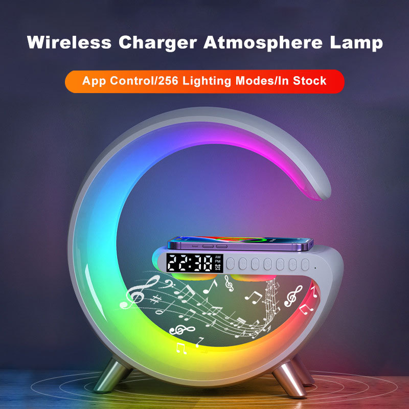 2023 New Intelligent LED Lamp Bluetooth Speake Wireless Charger Atmosphere Lamp App Control For Bedroom Home Decor - 画像 (2)