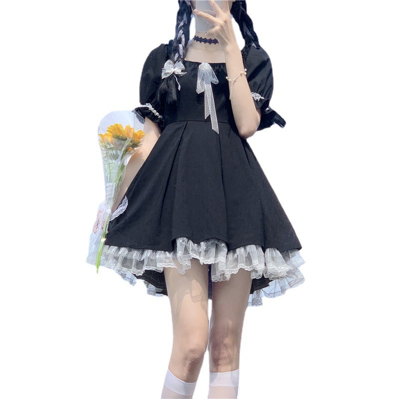 ★MoteruStyle! ロリータースタイル!原宿・JKスタイルドレス!レースが可愛い・足が綺麗に見える!半袖・ラウンドネック・胸元にリボン!清純ガールズスタイルワンピース!モテルスタイル♪ - 画像 (3)