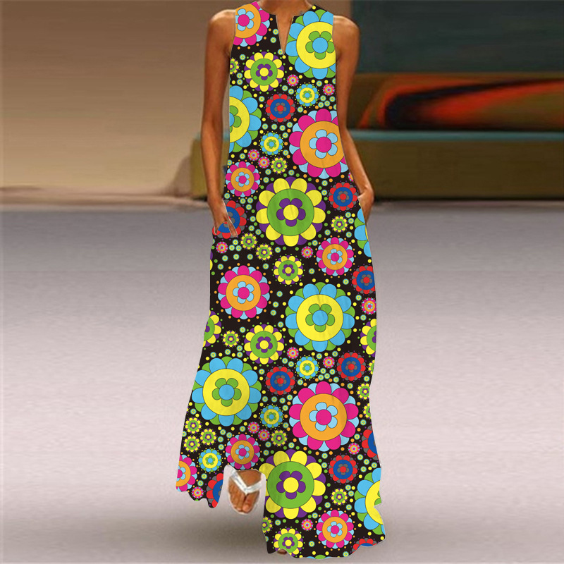#MoteruStyle! Women's Sleeveless V-Neck Butterfly Print Long Dress Holiday Casual Fashion Elegant Dresses Party Dress Maxi Dresses Beach Dress Vintage Maxi Bohemian Style - 画像 (7)
