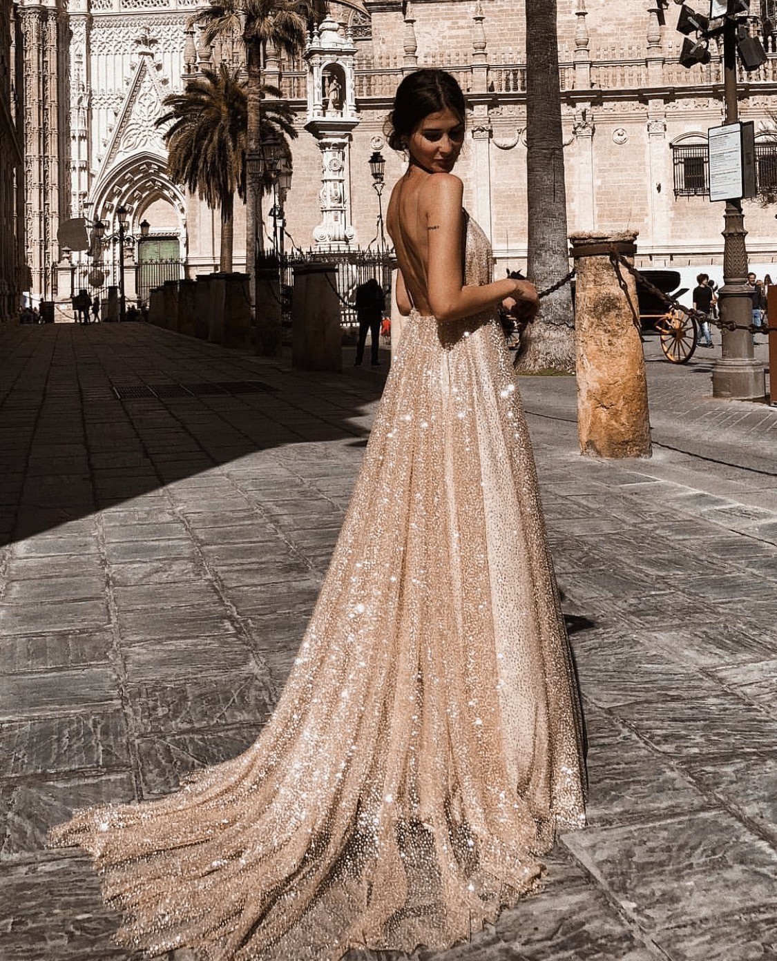 #MoteruStyle! Fashion Evening Dress Sexy Backless Formal Wedding Evening Party Gowns Dresses Women Deep V Spaghetti Strap Mesh Long Dress - 画像 (4)