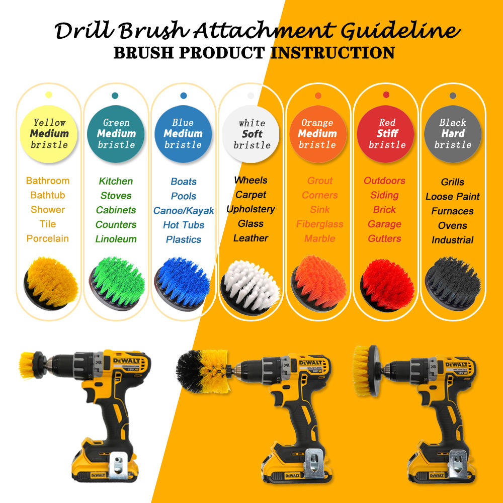 #MoteruStyle! Electric Drill Brush 4 Piece Set Kitchen Electric White Cleaning Brush - 画像 (4)