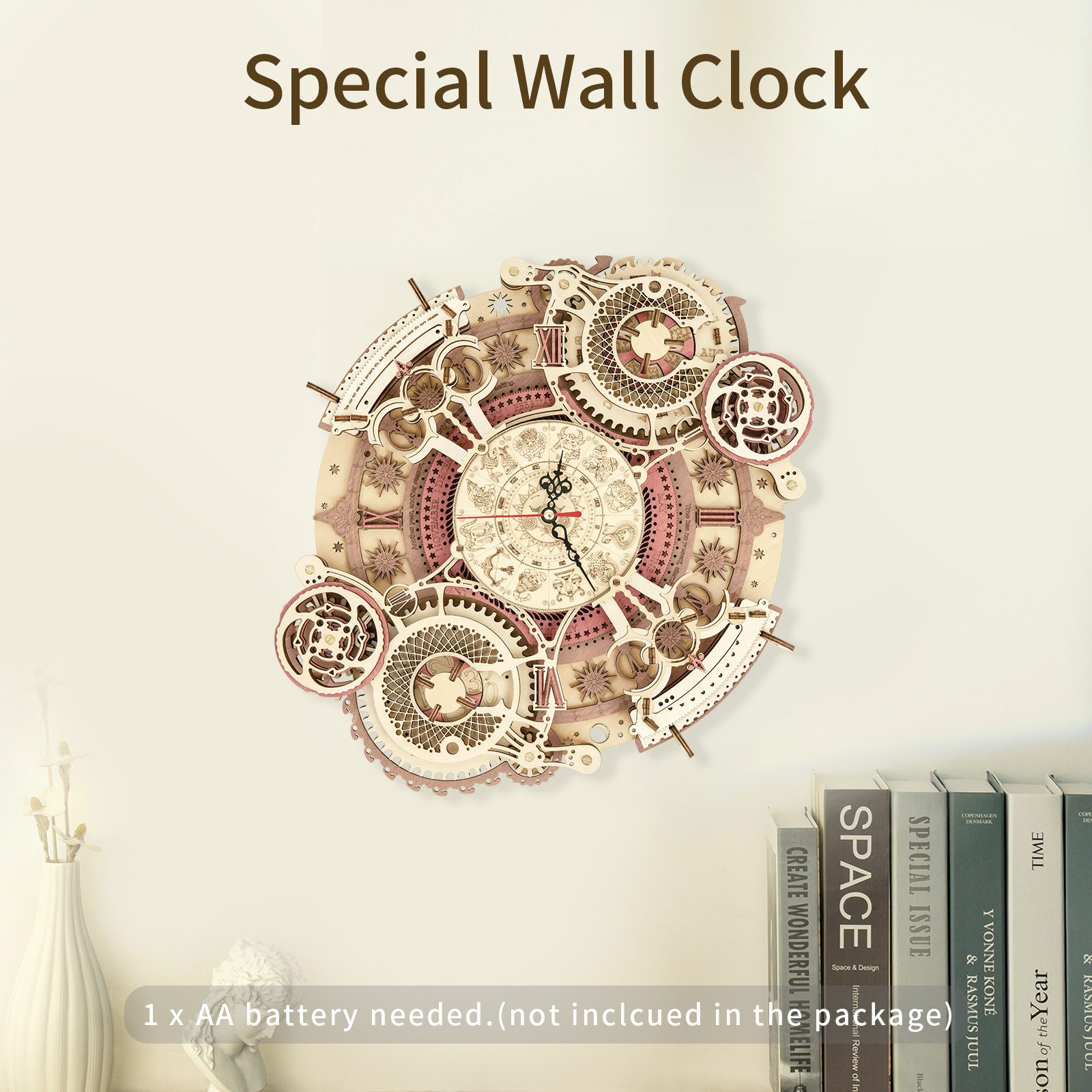 #MoteruStyle! Robotime ROKR Zodiac Wall Clock 3D Wooden Puzzle Model Assembly Toys Gifts for Children Kids Teens LC601 - 画像 (5)