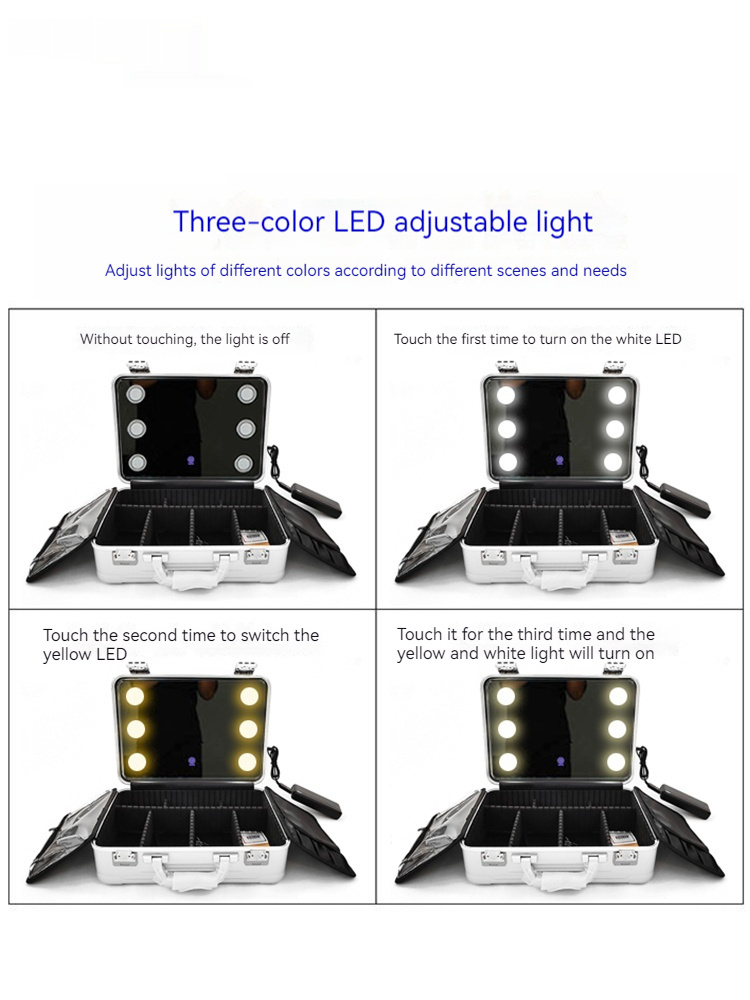 #MoteruStyle!16 Inch Professional Makeup Artist's Dedicated Makeup Box With Mirror And LED Light - 画像 (5)