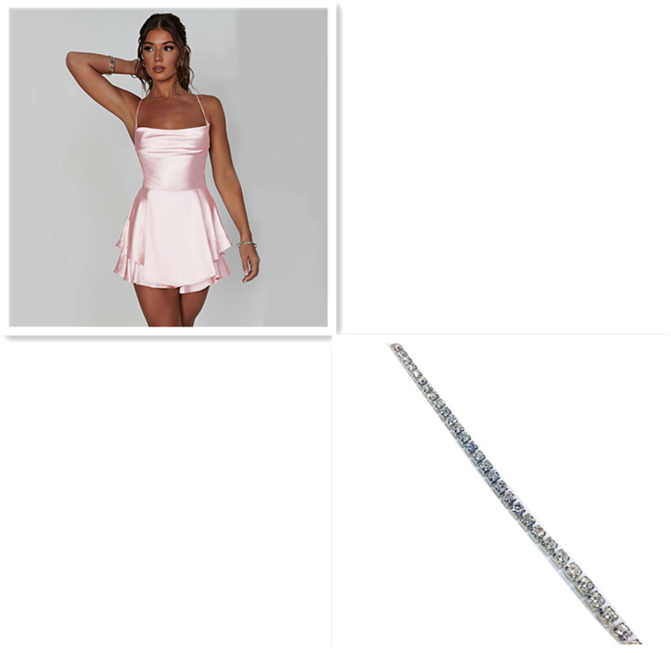 #MoteruStyle! Sexy Suspender Skirt For Women Elegant Slim Strap Satin Backless Lace Up A-Line Short Dress Lady - 画像 (3)