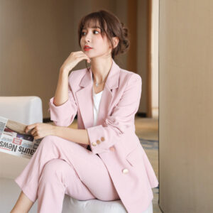 #MoteruStyle! Women's Spring Autumn Elegant Blazer Pant Suits Washable Ladys Set Up Suit Tailored jacket Tapered Pants High Waist Smart Silhouette All Seasons