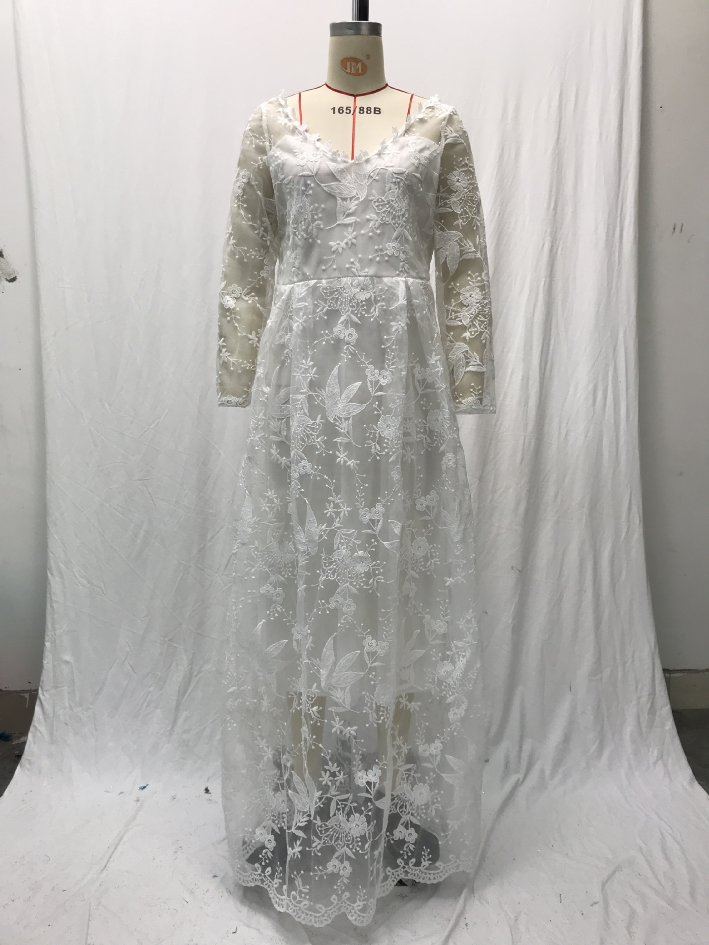 ★MoteruStyle!European And American Lolita Style Sexy lace Long Sleeve Off-shoulder Cross-border White Bridal Wedding Dress - 画像 (4)