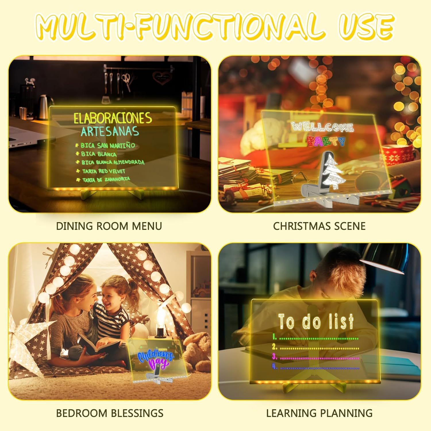 #MoteruStyle! Creative Rewritable Message Board, Glowing Acrylic Message Marker Board, LED Note Board With Colors, Acrylic Dry Erase Drawing Board, Note Glass Led Board Multiple Uses White Board - 画像 (4)