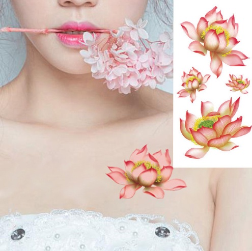 #MoteruStyle! Flower tattoo sticker color sketch tattoo sticker flower peony rose plum tattoo sticker - 画像 (9)