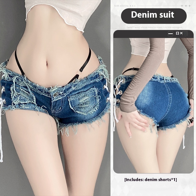 #MoteruStyle! Sexy Underwear Women's Open-end Free Off Denim Shorts - 画像 (5)
