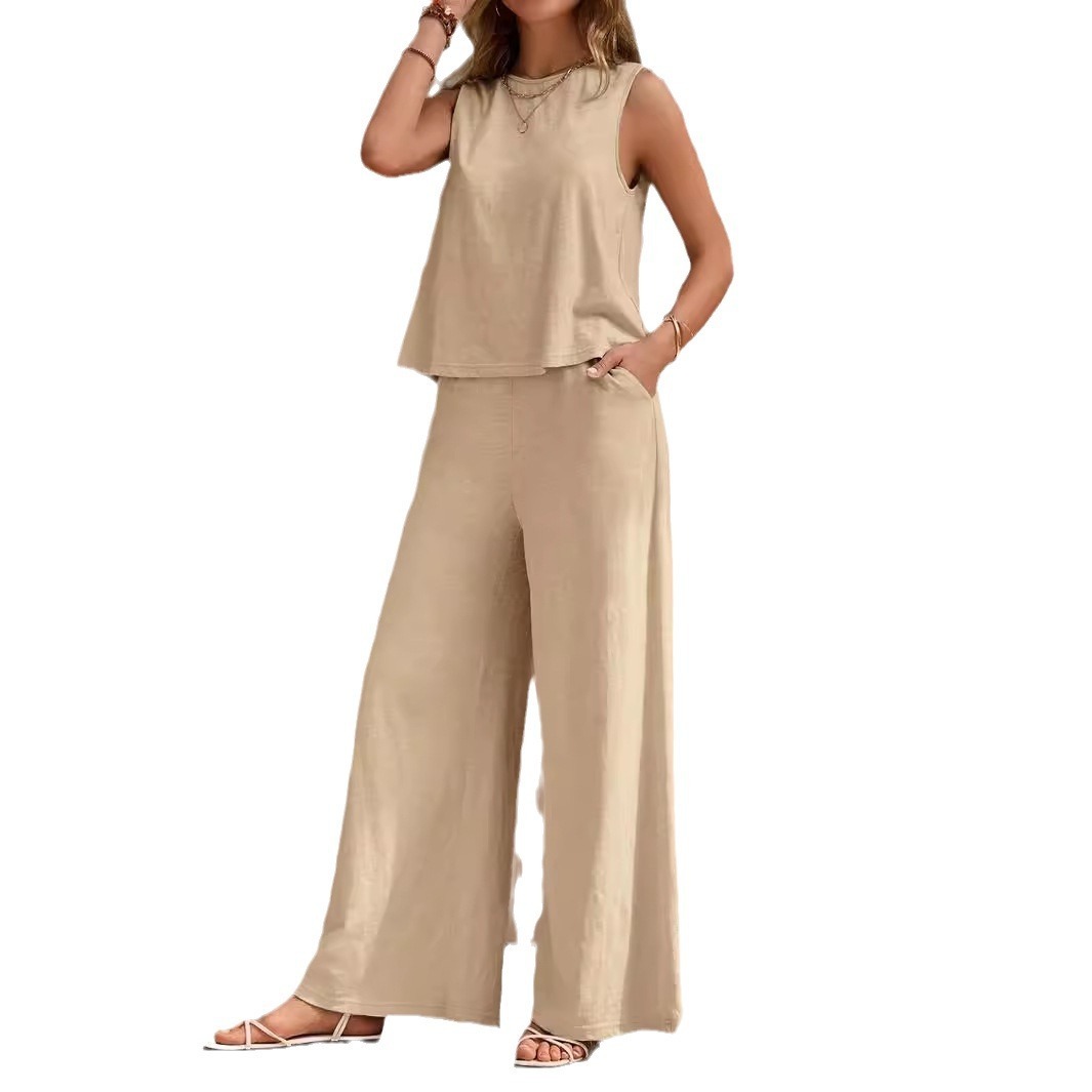 ★MoteruStyle! Solid Color Casual Loose Pants Sets For Women Elegant Spring Summer Women's Two Pieces Suit Full Trouser Set Female Outfit Clothes - 画像 (9)