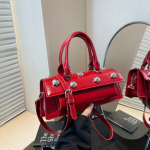 #MoteruStyle! Fashion Rivet Handbag Shoulder Messenger Tote Bag Classic Pu Leather Fashion Studded Beading Crossbody Bags Vintage Small Square Satchel