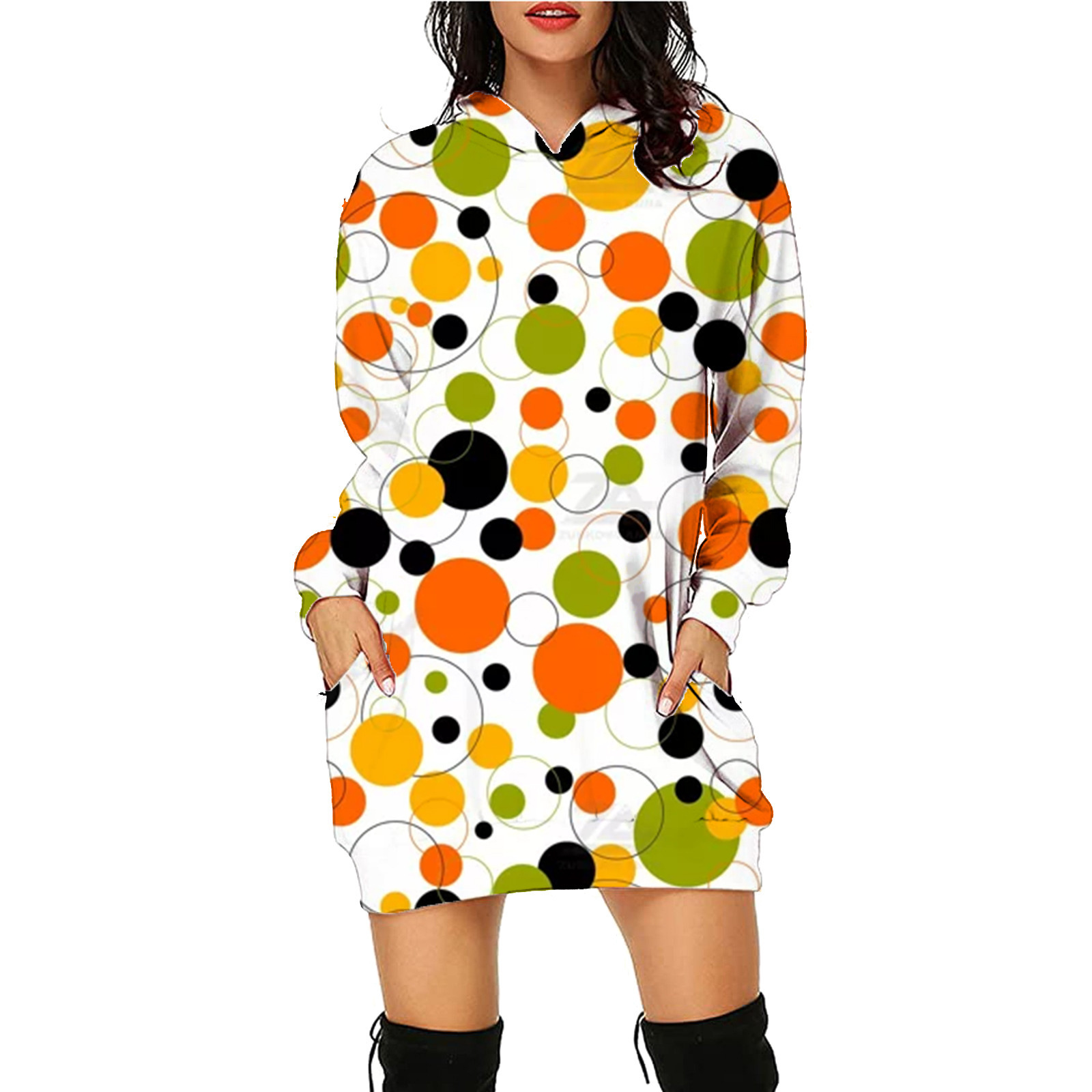 #M0teruStyle! Halloween Print Long Hoodie With Pockets Sweater Long Sleeve Clothes Women - 画像 (9)