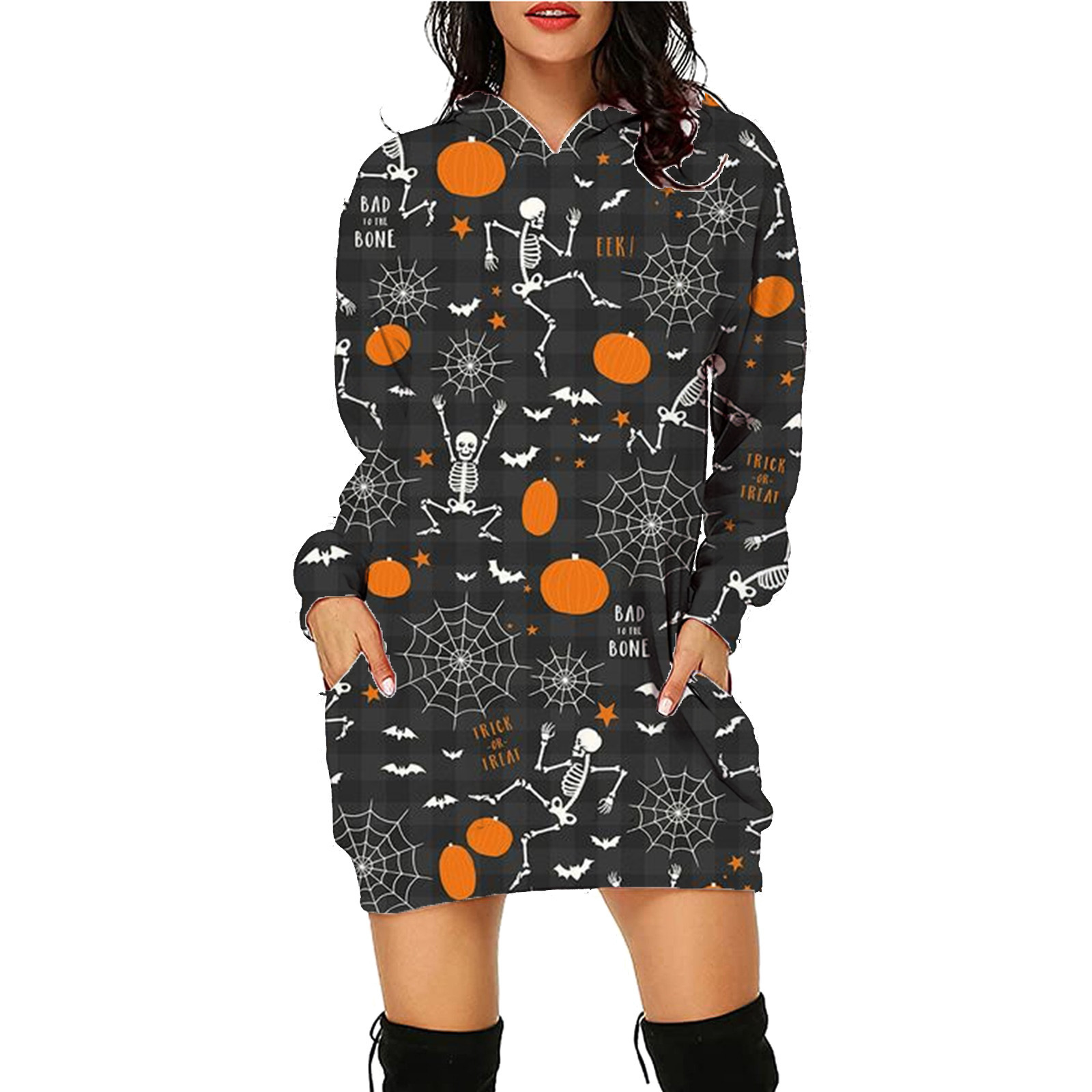 #M0teruStyle! Halloween Print Long Hoodie With Pockets Sweater Long Sleeve Clothes Women - 画像 (6)