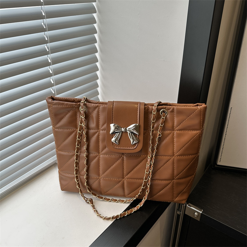 #MoteruStyle! Soft Rhombus Chain Bag Large Capacity Underarm Vintage Totes Bag Clutch Bags Trip Handbags Beach Bags Shoulder Bags Handbag - 画像 (9)