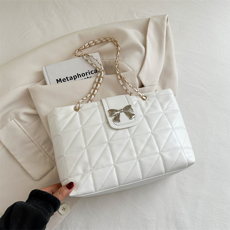 #MoteruStyle! Soft Rhombus Chain Bag Large Capacity Underarm Vintage Totes Bag Clutch Bags Trip Handbags Beach Bags Shoulder Bags Handbag - 画像 (5)