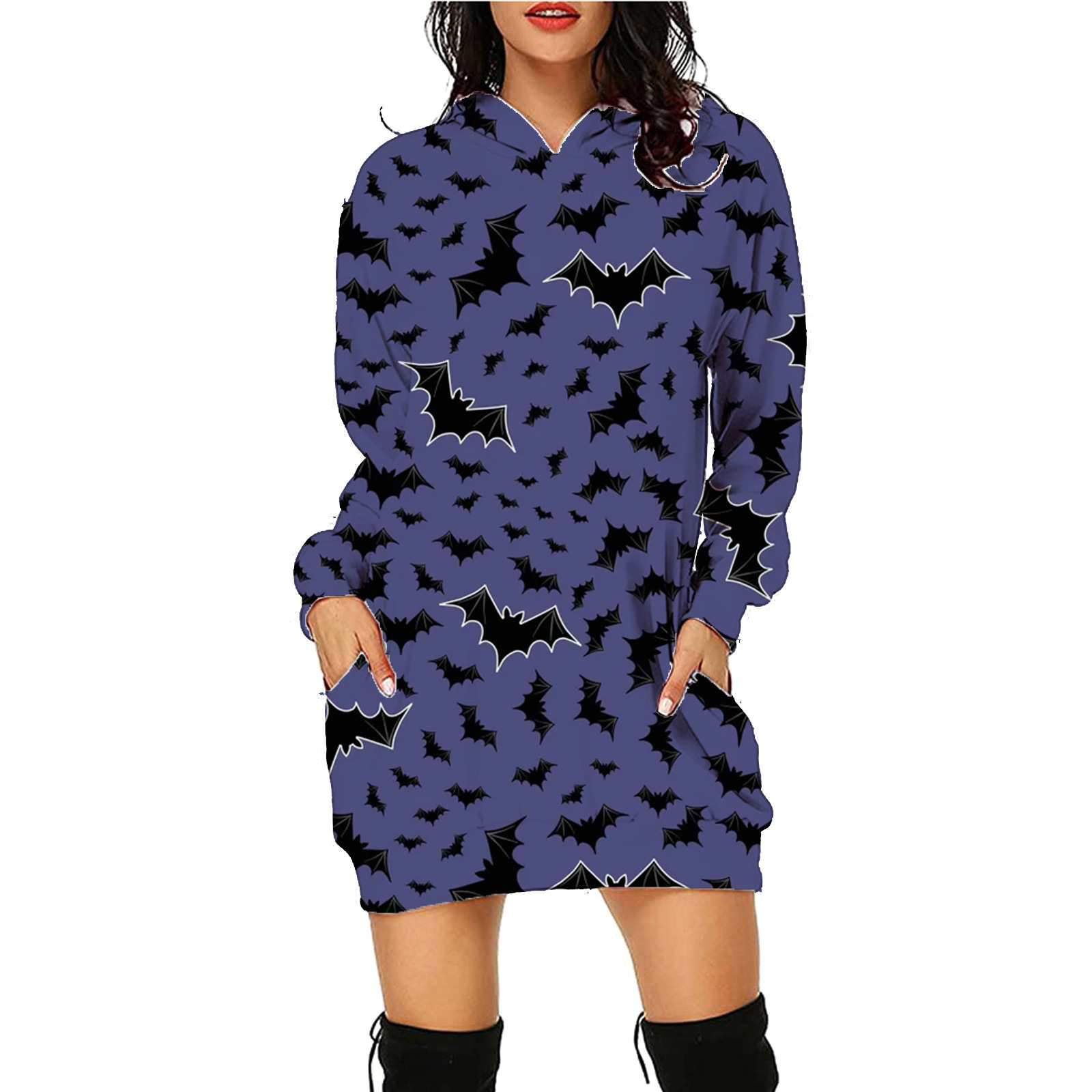 #M0teruStyle! Halloween Print Long Hoodie With Pockets Sweater Long Sleeve Clothes Women - 画像 (5)