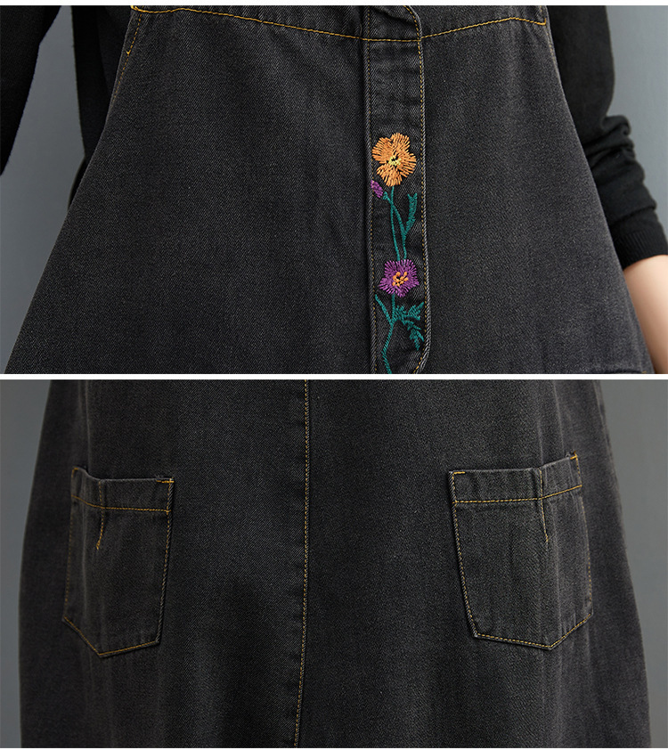 #MoteruStyle! Fat Sister Printed Jeans Knickerbockers Nine - Quarter Suspenders Jumpsuit Overalls One Piece Urban Leisure Style Big Pocket Denim Pants - 画像 (9)