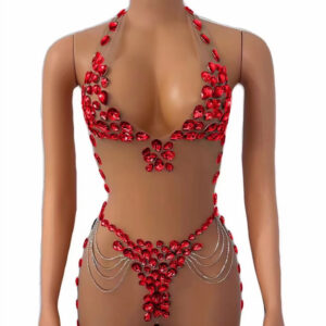 #MoteruStyle! Women's Fashionable See-through Rhinestone Dress Spandex Jumpsuit Sexy Evening Dress Cosplay party dress