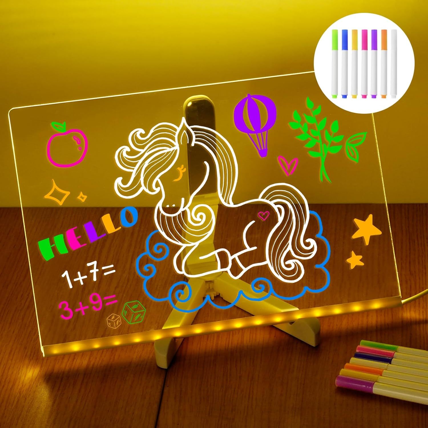 #MoteruStyle! Creative Rewritable Message Board, Glowing Acrylic Message Marker Board, LED Note Board With Colors, Acrylic Dry Erase Drawing Board, Note Glass Led Board Multiple Uses White Board - 画像 (6)