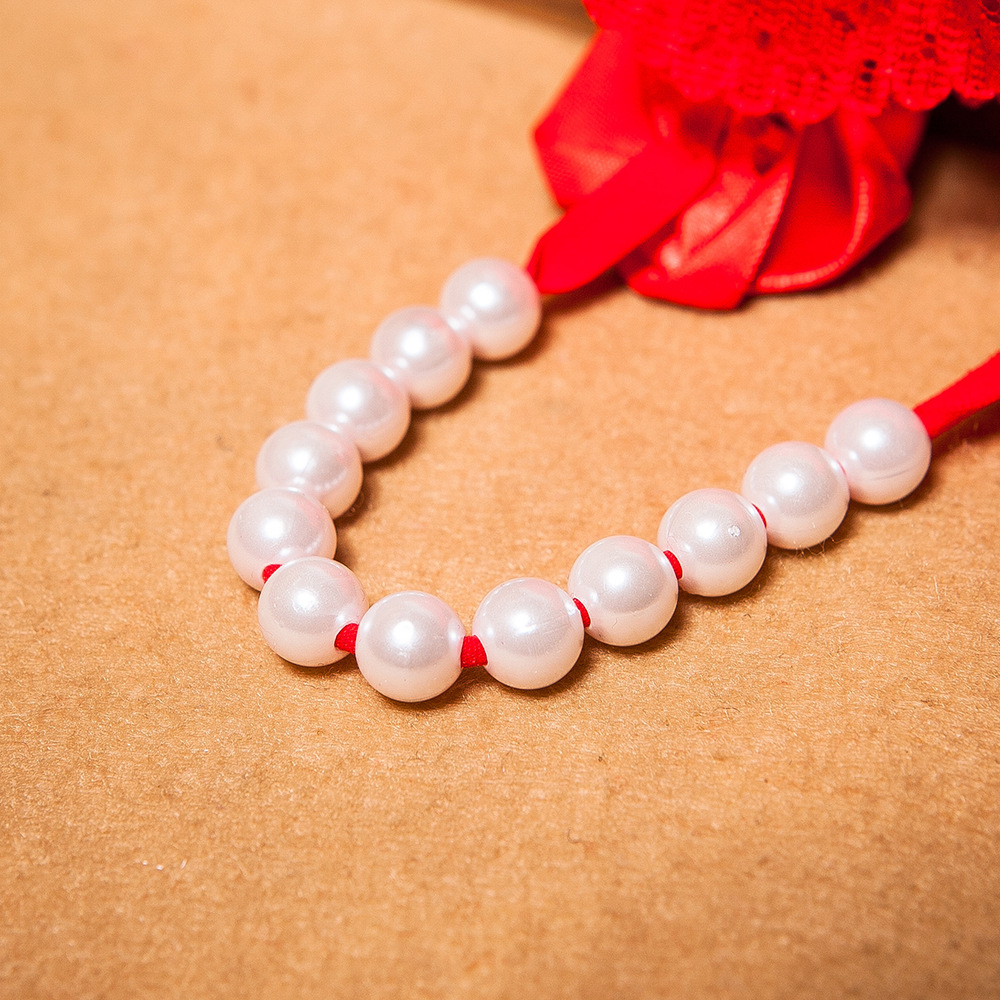 #MoteruStyle! Original Handmade Rose Hot T-back Female Flirting Pearl Seduction seamless Lace Lace Wedding Panties - 画像 (5)