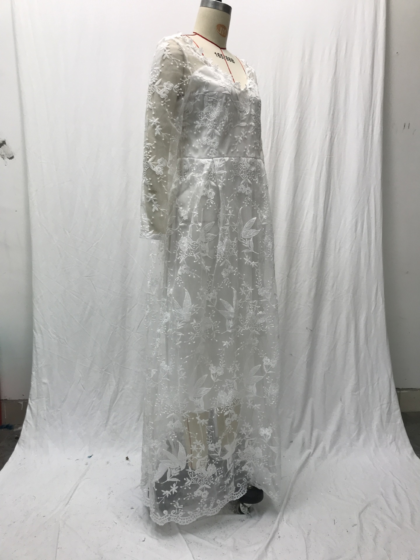 ★MoteruStyle!European And American Lolita Style Sexy lace Long Sleeve Off-shoulder Cross-border White Bridal Wedding Dress - 画像 (8)