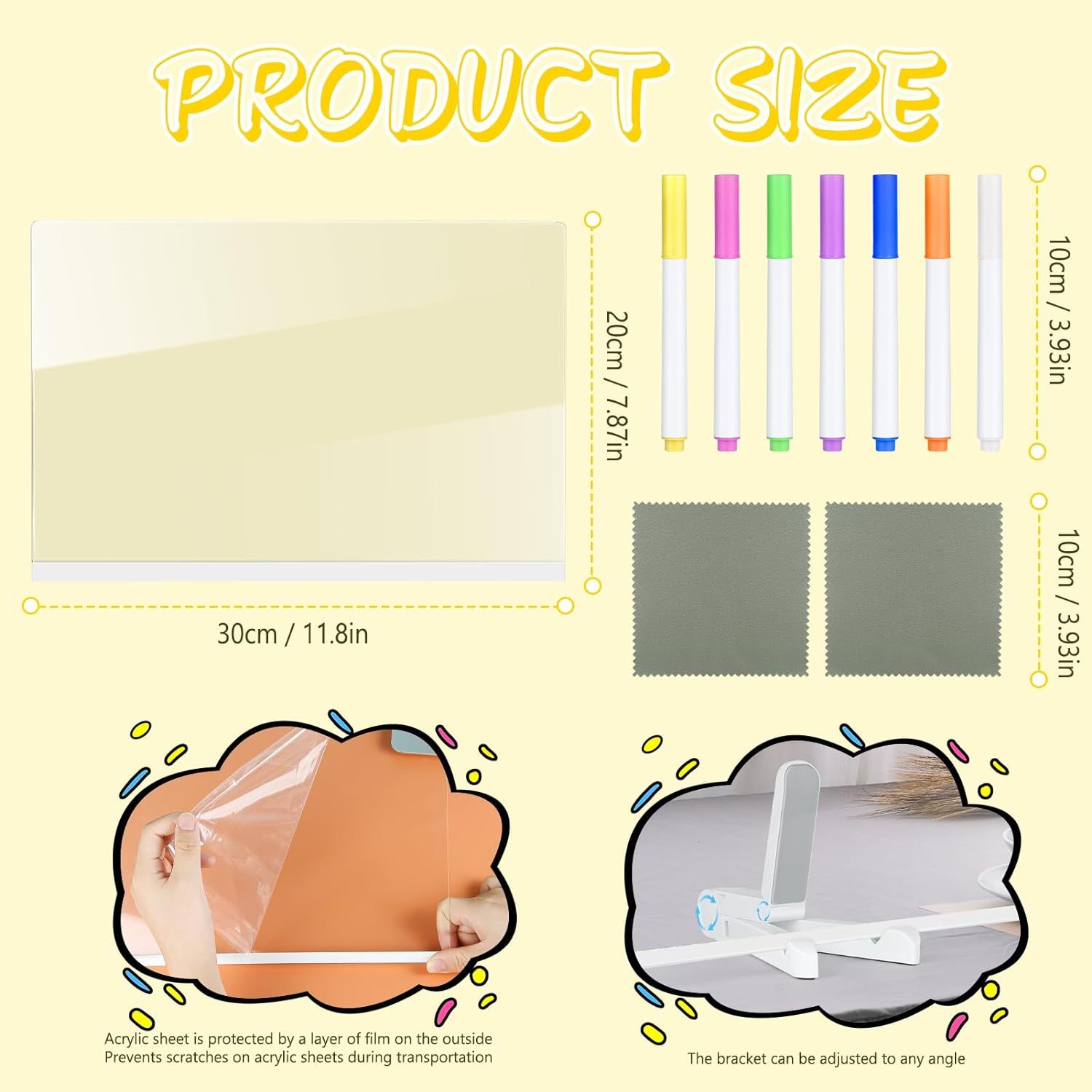 #MoteruStyle! Creative Rewritable Message Board, Glowing Acrylic Message Marker Board, LED Note Board With Colors, Acrylic Dry Erase Drawing Board, Note Glass Led Board Multiple Uses White Board - 画像 (9)