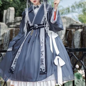 #MoteruStyle! Chinese Fashion Improved Ancient Han Taoist Priest Elements Lolita long Sleeve Loose Style lolita Two-piece Set Dresses