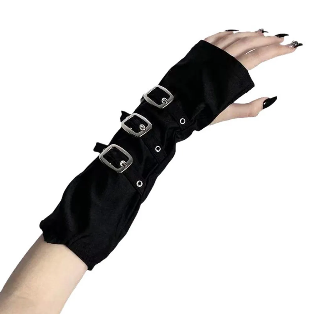 #MoteruStyle! Fashion Adjustable Buckle Straps Fingerless Gloves Vintage Punk Women Gloves Lolita Cosplay Stage Performances Street Dance - 画像 (3)