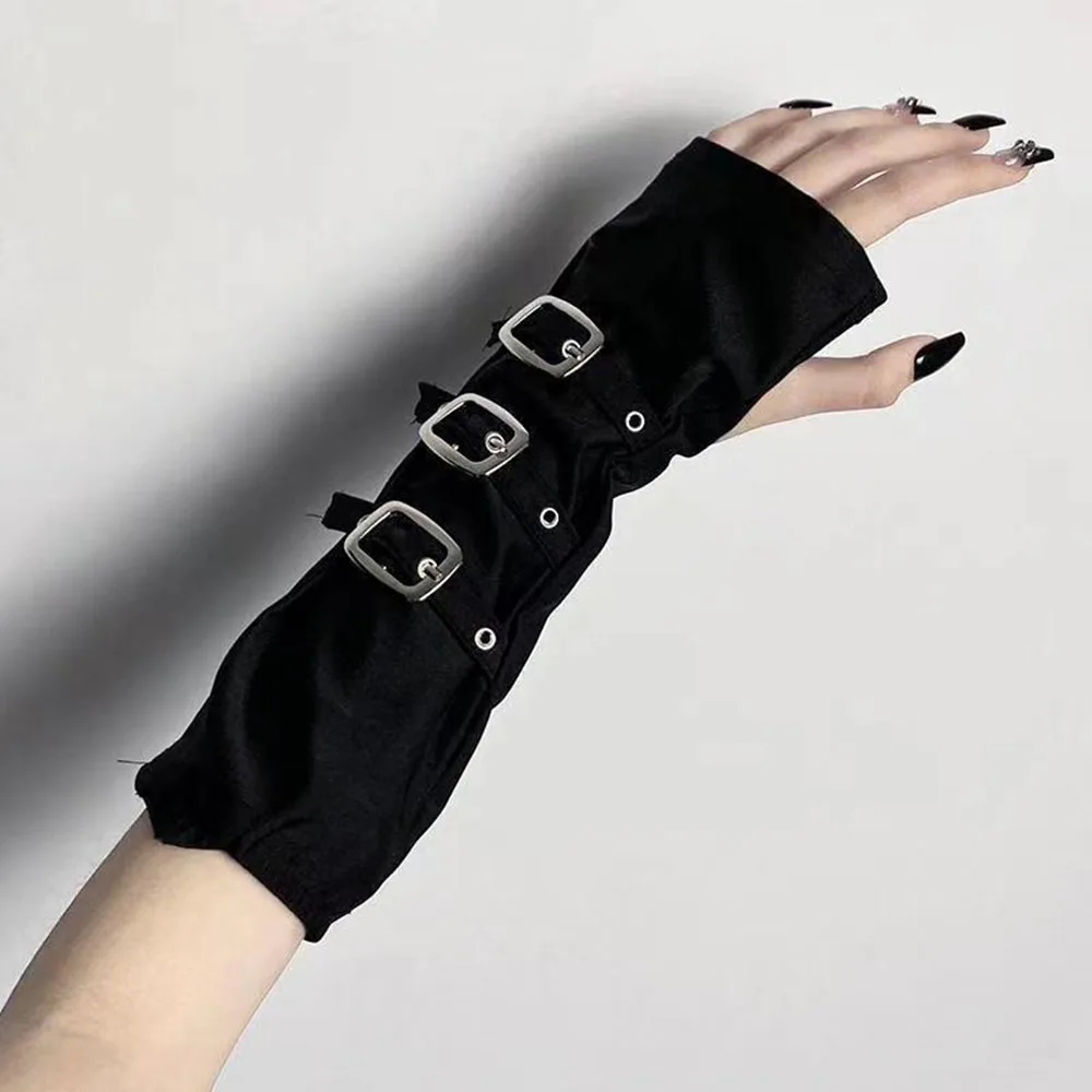 #MoteruStyle! Fashion Adjustable Buckle Straps Fingerless Gloves Vintage Punk Women Gloves Lolita Cosplay Stage Performances Street Dance - 画像 (9)