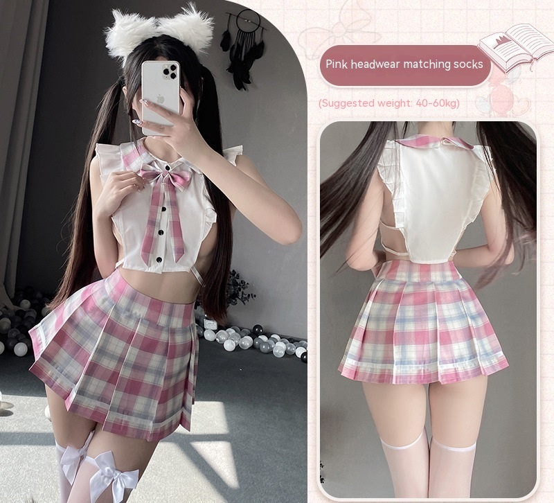 #MoteruStyle! Girls Pure Desire JK Uniform Suit Etchy Small Breasts Extreme Cute Erotic School Uniform Babydoll Lingerie - 画像 (7)