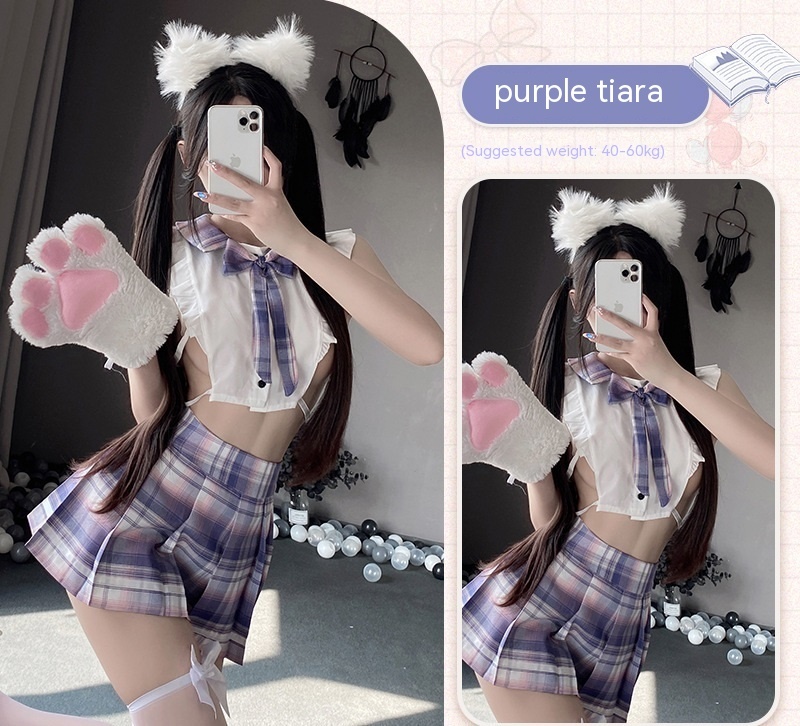#MoteruStyle! Girls Pure Desire JK Uniform Suit Etchy Small Breasts Extreme Cute Erotic School Uniform Babydoll Lingerie - 画像 (4)