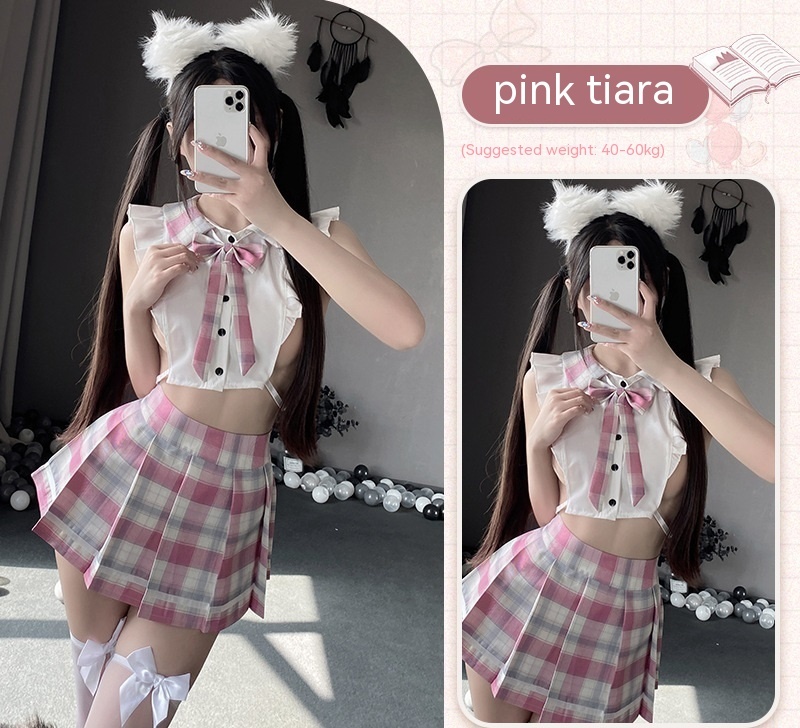 #MoteruStyle! Girls Pure Desire JK Uniform Suit Etchy Small Breasts Extreme Cute Erotic School Uniform Babydoll Lingerie - 画像 (9)