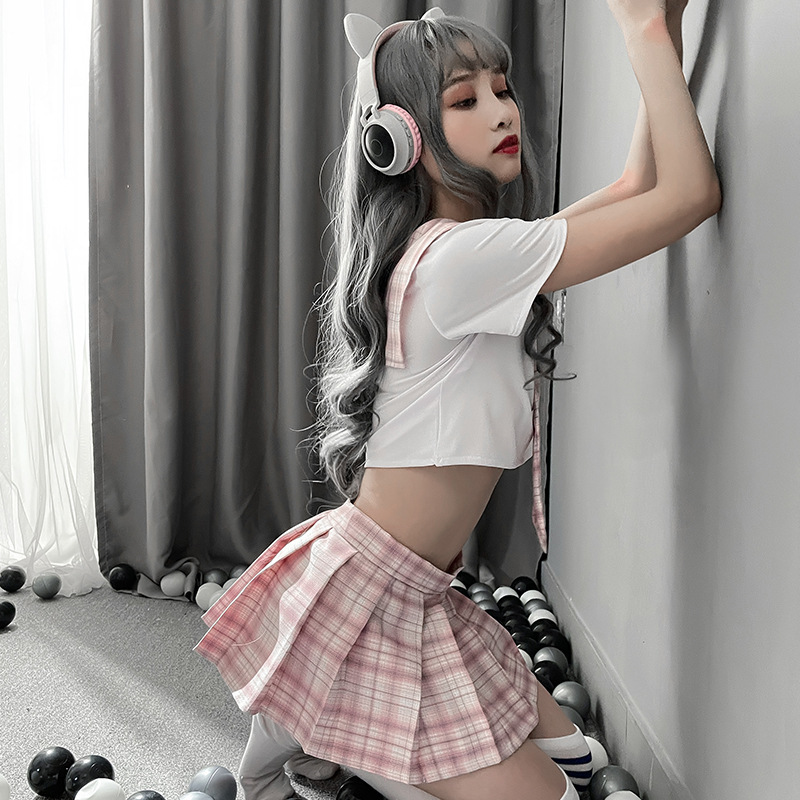 #MoteruStyle! Underwear Japanese Plaid Innocent Student Wear Jk Uniform Pleated S#MoteruStyle! kirt Suit Costume Etchy Small Breasts Extreme Cute Erotic School Uniform Babydoll Lingerie - 画像 (7)