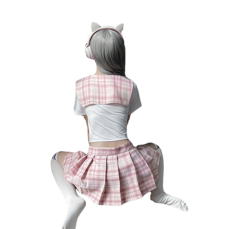 #MoteruStyle! Underwear Japanese Plaid Innocent Student Wear Jk Uniform Pleated S#MoteruStyle! kirt Suit Costume Etchy Small Breasts Extreme Cute Erotic School Uniform Babydoll Lingerie - 画像 (2)