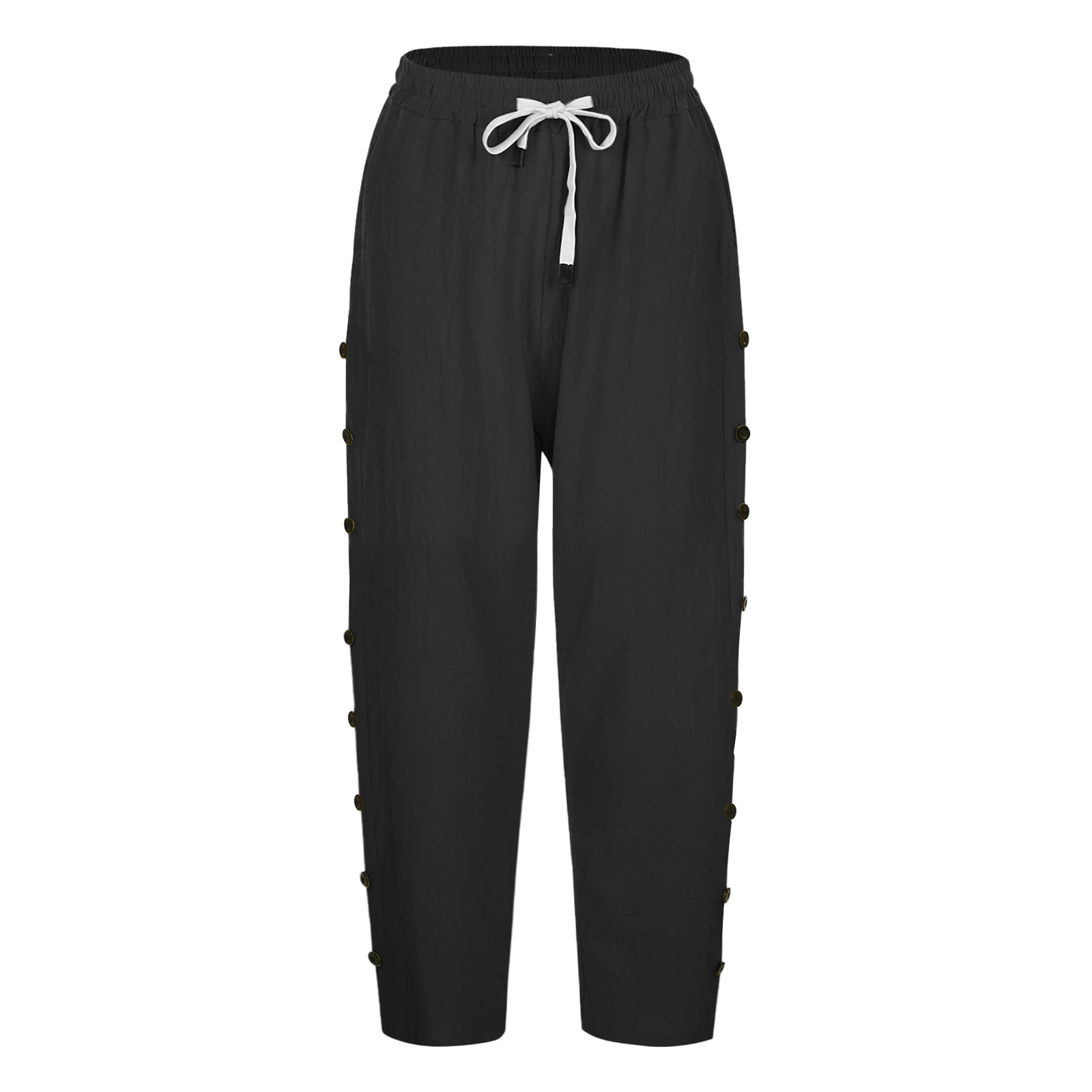 #MoteruStyle! Casual Patchwork Button Cropped Pants For Women Loose Nine Point Pants Cool Leggings Mid Waist bootcut trousers - 画像 (3)