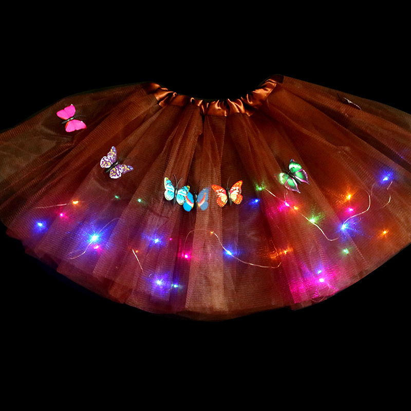 #MoteruStyle! Illuminated Butterfly Soft Fluffy Tutu Skirt Toddler Shining Party Carnival Girl Mesh Tutu Butterfly LED light up Princess Flower Wreath Luminous Dress up - 画像 (9)
