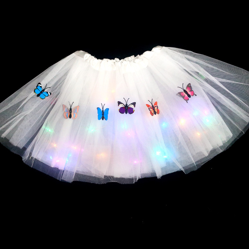#MoteruStyle! Illuminated Butterfly Soft Fluffy Tutu Skirt Toddler Shining Party Carnival Girl Mesh Tutu Butterfly LED light up Princess Flower Wreath Luminous Dress up - 画像 (8)