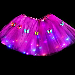 #MoteruStyle! Illuminated Butterfly Soft Fluffy Tutu Skirt Toddler Shining Party Carnival Girl Mesh Tutu Butterfly LED light up Princess Flower Wreath Luminous Dress up