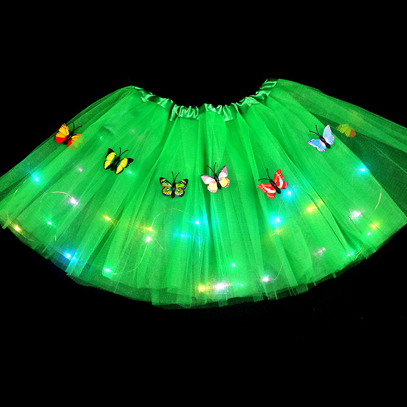 #MoteruStyle! Illuminated Butterfly Soft Fluffy Tutu Skirt Toddler Shining Party Carnival Girl Mesh Tutu Butterfly LED light up Princess Flower Wreath Luminous Dress up - 画像 (5)