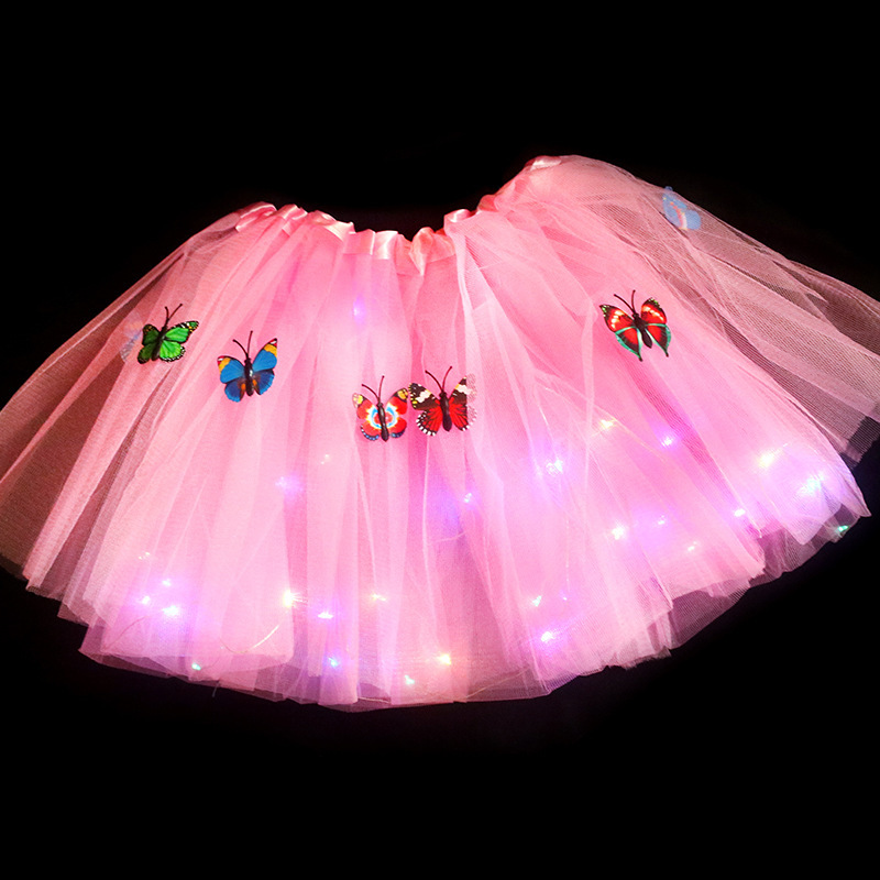 #MoteruStyle! Illuminated Butterfly Soft Fluffy Tutu Skirt Toddler Shining Party Carnival Girl Mesh Tutu Butterfly LED light up Princess Flower Wreath Luminous Dress up - 画像 (7)
