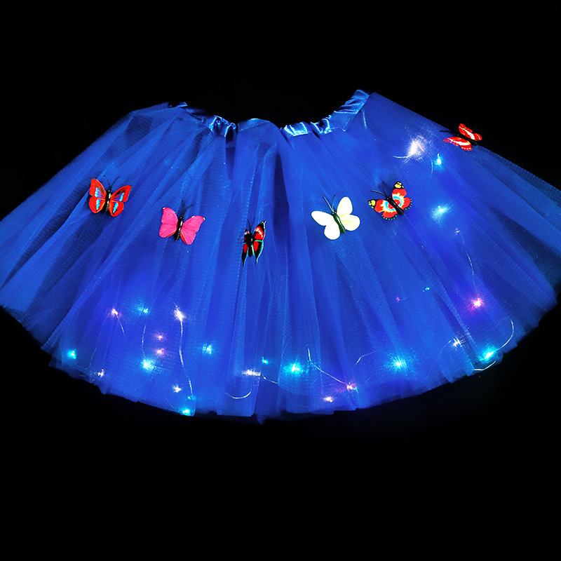 #MoteruStyle! Illuminated Butterfly Soft Fluffy Tutu Skirt Toddler Shining Party Carnival Girl Mesh Tutu Butterfly LED light up Princess Flower Wreath Luminous Dress up - 画像 (6)