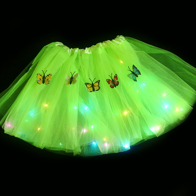 #MoteruStyle! Illuminated Butterfly Soft Fluffy Tutu Skirt Toddler Shining Party Carnival Girl Mesh Tutu Butterfly LED light up Princess Flower Wreath Luminous Dress up - 画像 (3)