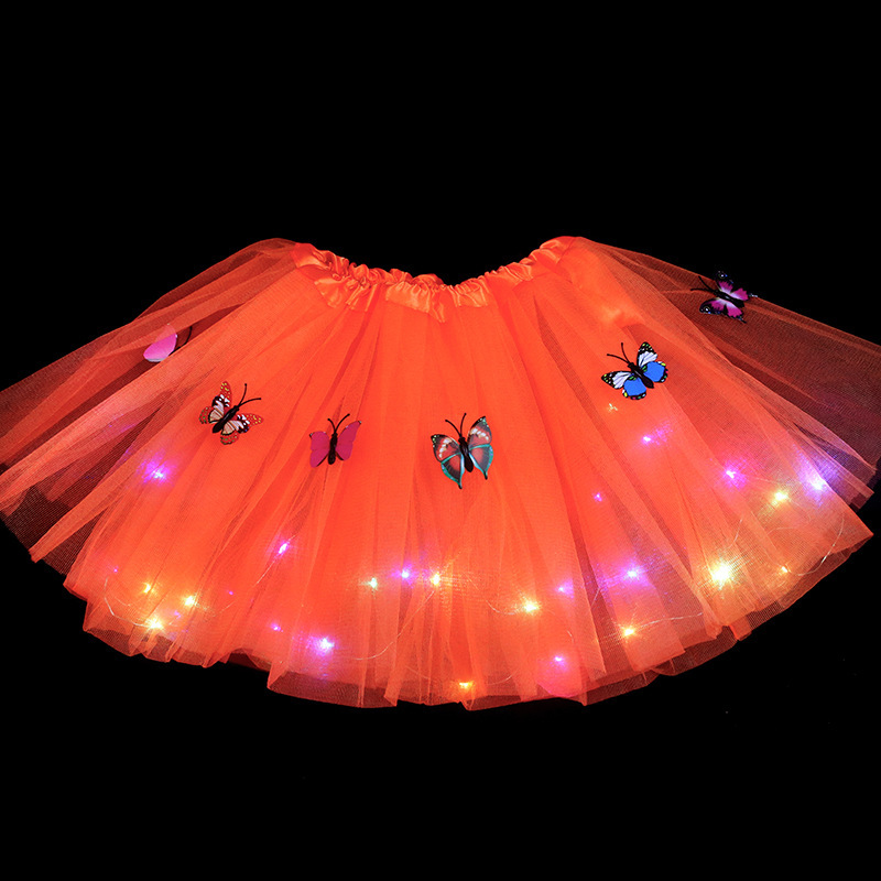 #MoteruStyle! Illuminated Butterfly Soft Fluffy Tutu Skirt Toddler Shining Party Carnival Girl Mesh Tutu Butterfly LED light up Princess Flower Wreath Luminous Dress up - 画像 (10)