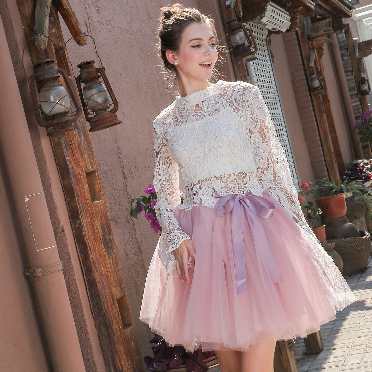 #MoteruStyle! Tutu Skirt Adult Mesh Skirt Cross-Border Tulle Skirt 7-Layer Puff Skirt A-Line Versatile Stretchy Mini Flared Casual Skirt Ballet Performance
Elastic Waist Tulle Petticoat Skirts West Ribbon - 画像 (6)