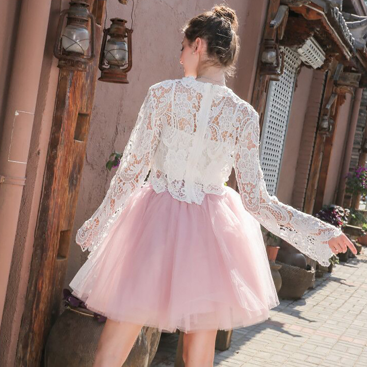 #MoteruStyle! Tutu Skirt Adult Mesh Skirt Cross-Border Tulle Skirt 7-Layer Puff Skirt A-Line Versatile Stretchy Mini Flared Casual Skirt Ballet Performance
Elastic Waist Tulle Petticoat Skirts West Ribbon - 画像 (10)