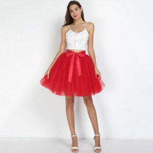 #MoteruStyle! Tutu Skirt Adult Mesh Skirt Cross-Border Tulle Skirt 7-Layer Puff Skirt A-Line Versatile Stretchy Mini Flared Casual Skirt Ballet Performance 
Elastic Waist Tulle Petticoat Skirts West Ribbon