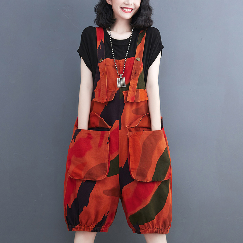 #MoteruStyle! Denim Colored Lantern Strap Pants, Jeans Overalls, Jumpsuit, Loose Fit, Through Hip, Salopette Dress, Overalls, 5/4 length pants, Pants Dress, - 画像 (5)