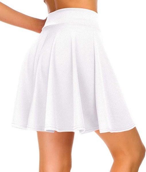 #MoteruStyle! Women's Basic Solid Color Casual Skirt Basic Skirt Ladies Shorts Mini Elastic Pleated Skirt High Waist Bubble Sundress Female Student Uniform Lined Safety Pants Athleisure Flared Skirt Flare A-line Mini Skirt - 画像 (3)