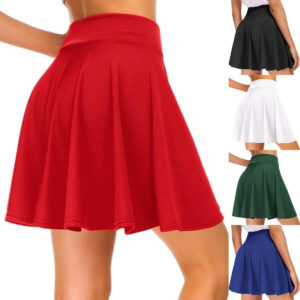 #MoteruStyle! Women's Basic Solid Color Casual Skirt Basic Skirt Ladies Shorts Mini Elastic Pleated Skirt High Waist Bubble Sundress Female Student Uniform Lined Safety Pants Athleisure Flared Skirt Flare A-line Mini Skirt