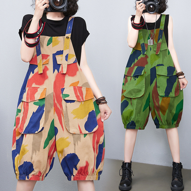 #MoteruStyle! Denim Colored Lantern Strap Pants, Jeans Overalls, Jumpsuit, Loose Fit, Through Hip, Salopette Dress, Overalls, 5/4 length pants, Pants Dress, - 画像 (2)